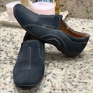 Navy Suede Slip-On Shoes